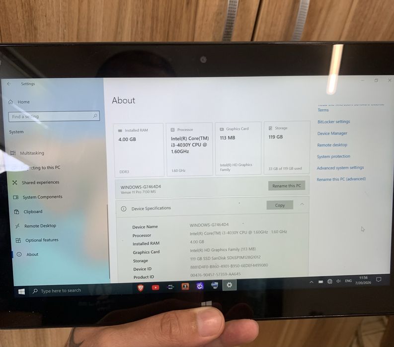 Windows 10 x64 Dell Venue 11 pro 7130