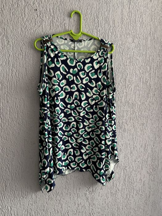 Свежа лятна туника с леопардов принт в синьо и зелено