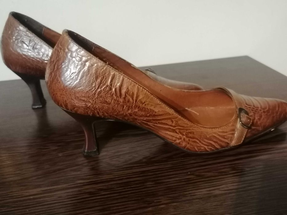 Set pantofi si geanta piele maro