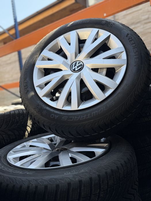 Set jante tablă/otel originale VW Golf 7/8 + anvelope iarnă 205/55 R16 – NOI 0 KM