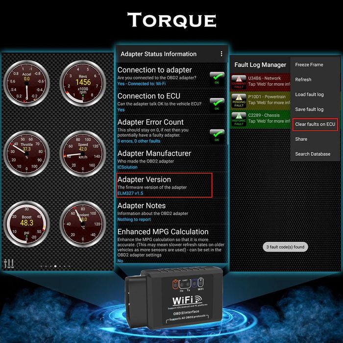 Букса OBD II Уред за диагностика с WI-FI четец на кодове №-3631