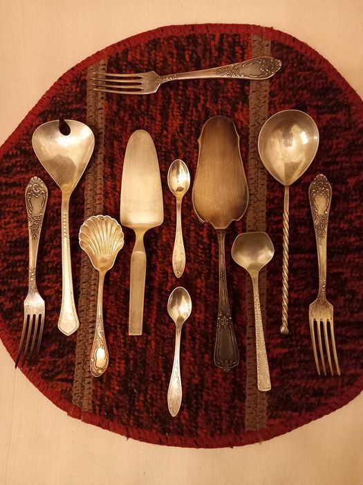 Мельхиоровые ложки и лопатки для торта СССР.