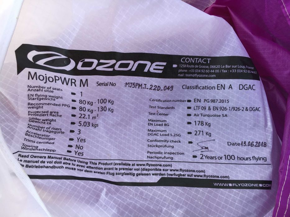 Paramotor, parapanta, echipament de zbor