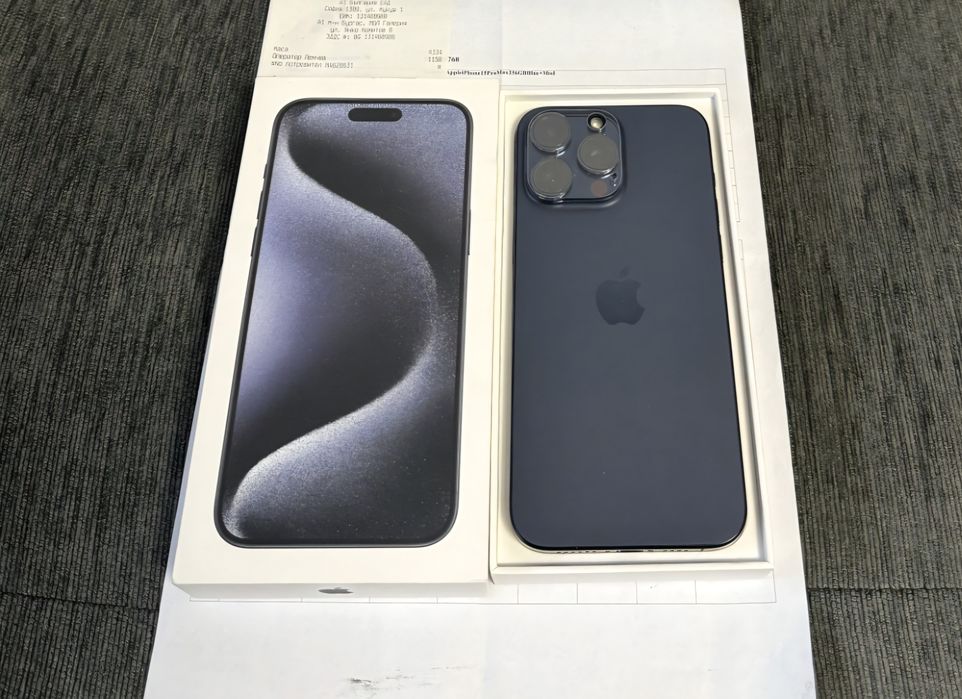 КАТО НОВ 256GB iPhone 15 Pro Max A1 Гаранция 2025 Blue | Син