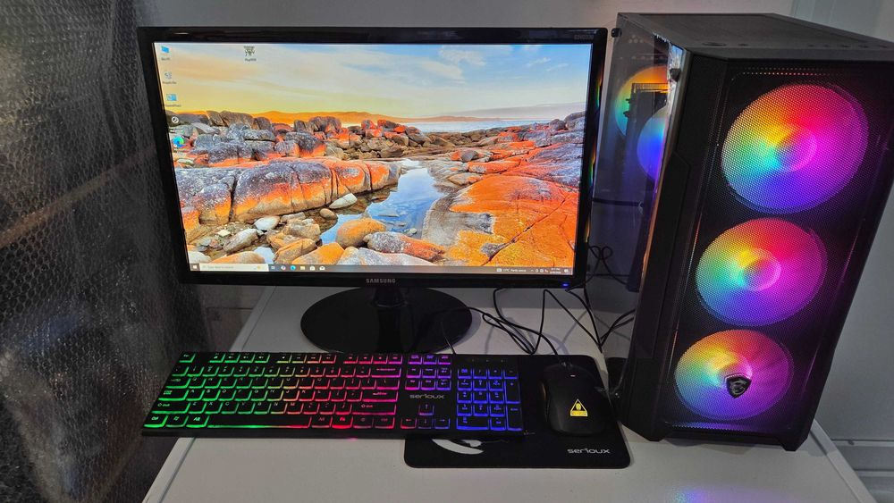 PC Gaming Complet i5 9600k+16gb RAM ddr4 + RX5500XT 8GB GDDR6 + hdd 500gb+ssd 250gb+Monitor 24 FullHD ideal GTA5 FiveM Fornite CS2 Roblox Minecraft