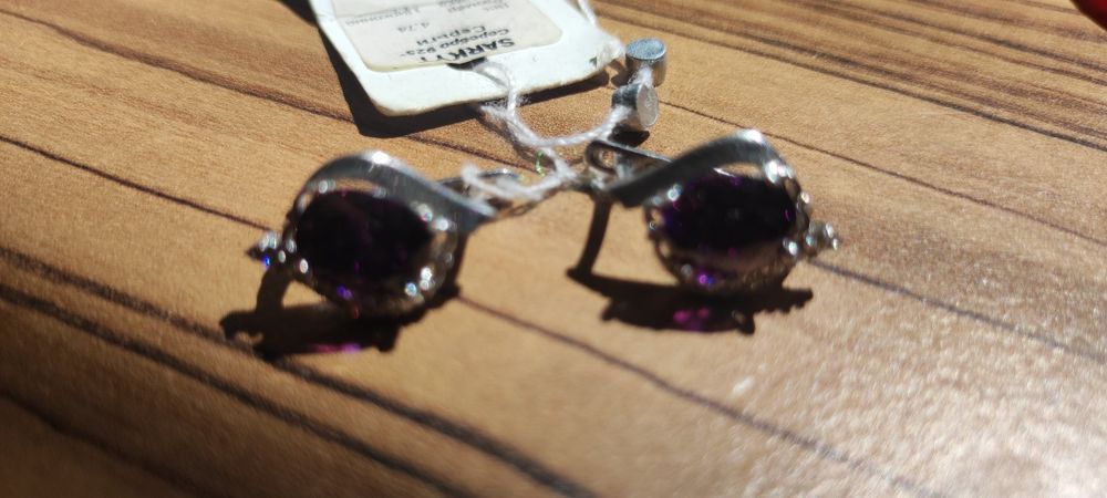 Серебряные сережки с цирконием