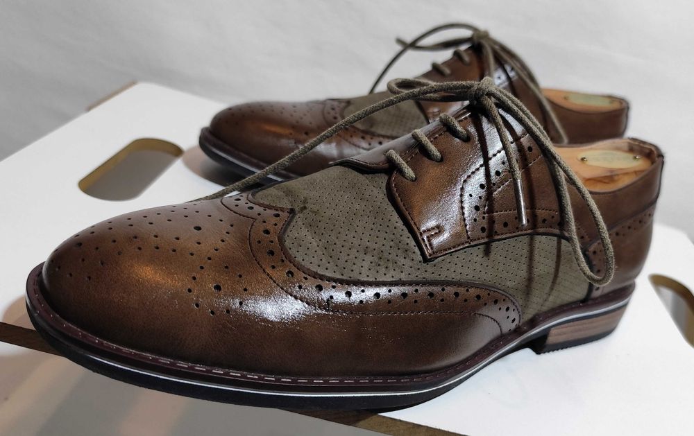 Pantofi derby 40 brogue Lavoratione Artigianale piele naturala moale