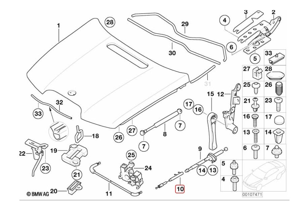 Жило За Преден Капак Bmw, 7 E65 E66, Основно, Двигателен Отсек