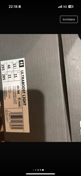Vand adidasi ultraboost light, marimea 46