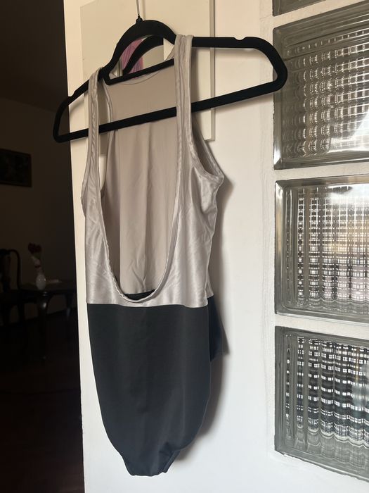 Body Reebok S de mișcare, dans, balet argintiu cu negru Dance Leotard