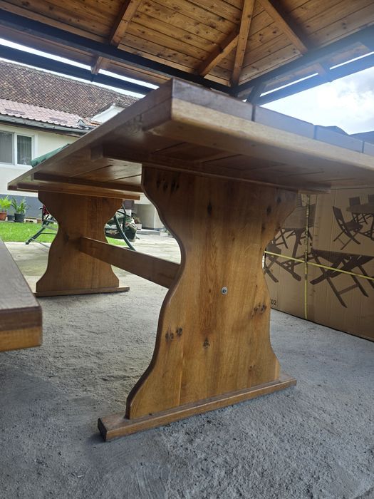 Masă + bancă din stejar