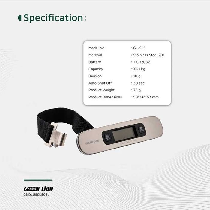 Green Lion Digital Luggage Scale 50kg Дорожные ручные весы для багажа