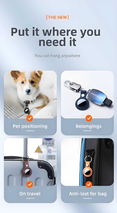 Кожаный чехол для AirTag от Hoco с металлическим карабином