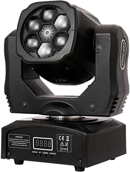 Преносими LED сценични светлини с движеща се глава (6x12W + лазер)