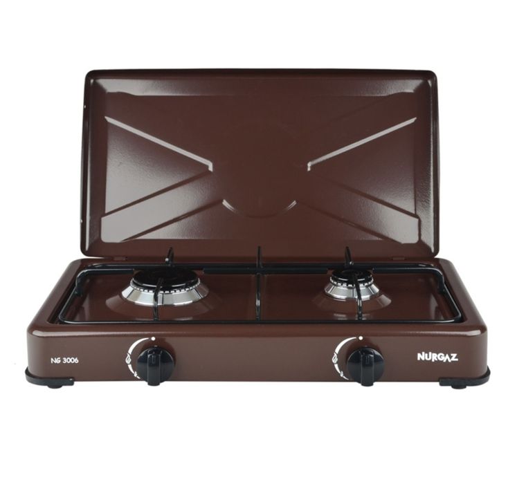 Aragaz 2 ochiuri camping butelie 50x36 cm alb/ maro