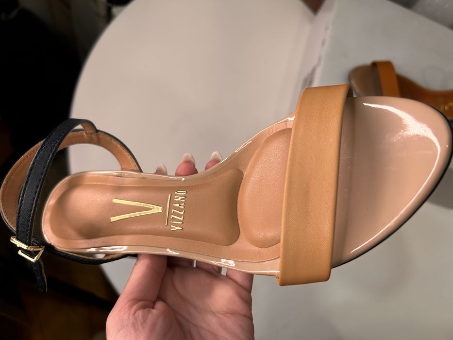 Sandale elegante bej toc mic