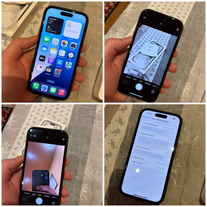 Iphone 15 Full Box 128 gb Black cu folie de sticla + husa