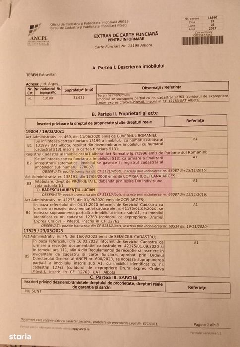 9,4 ha teren lângă DEx12 Pitești | 2,85 €/mp | loturi sau pachet