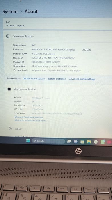 Laptop HP 17" SDD 512 GB/ 16 GB RAM AMD RYSEN 5000 SERIES