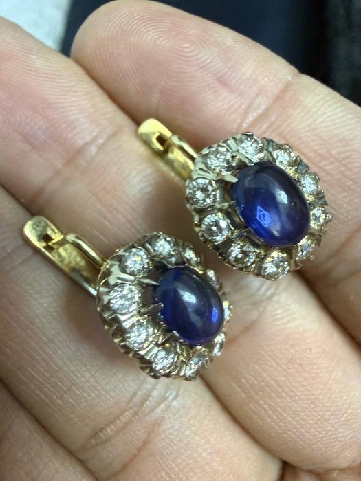 750 пуроба брилиантс Сапфиром Серьги 1990 год Баку