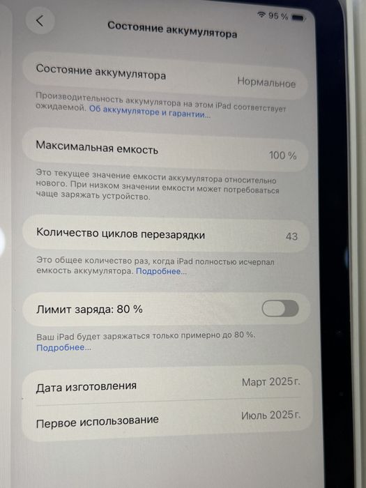 iPad Air M3 Wi-Fi 256 gb 100 %