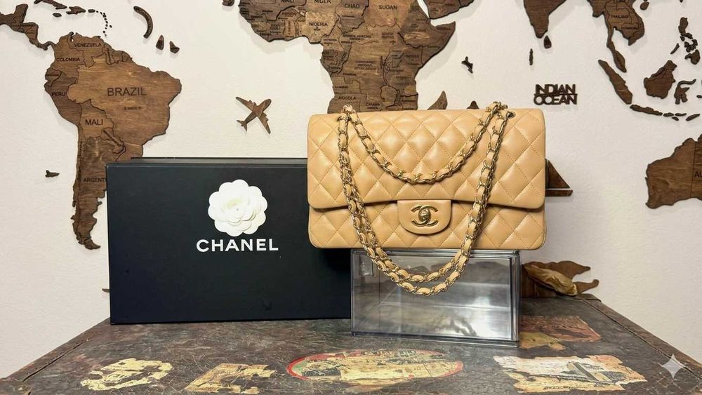 Geantă Chanel din Piele Bej, Poseta Chanel din Piele Crem