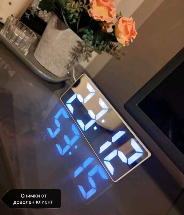 Дигитален LED настолен часовник с аларма и термометър