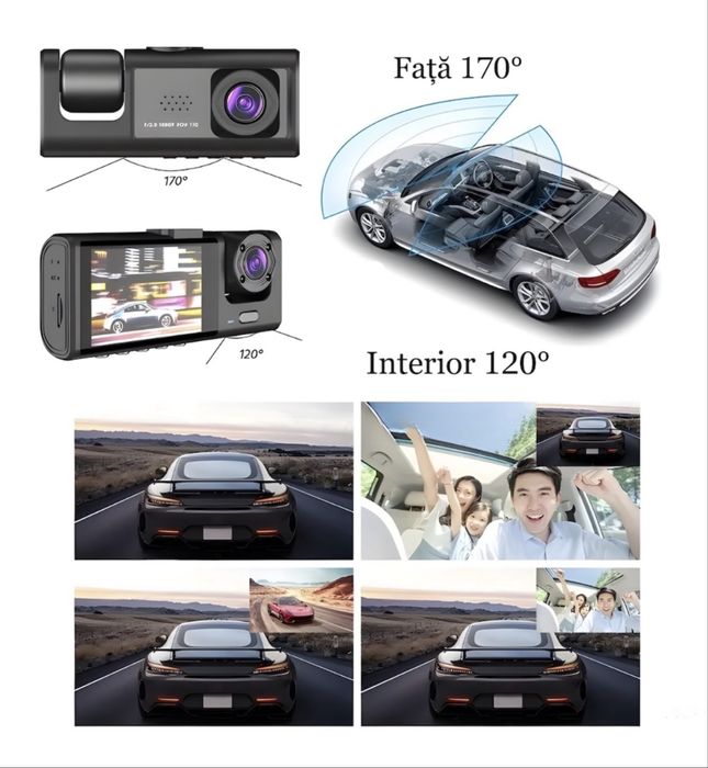 Camera de bord (dubla) DVR 1080p, Full HD ~ Card cadou 32 Gb