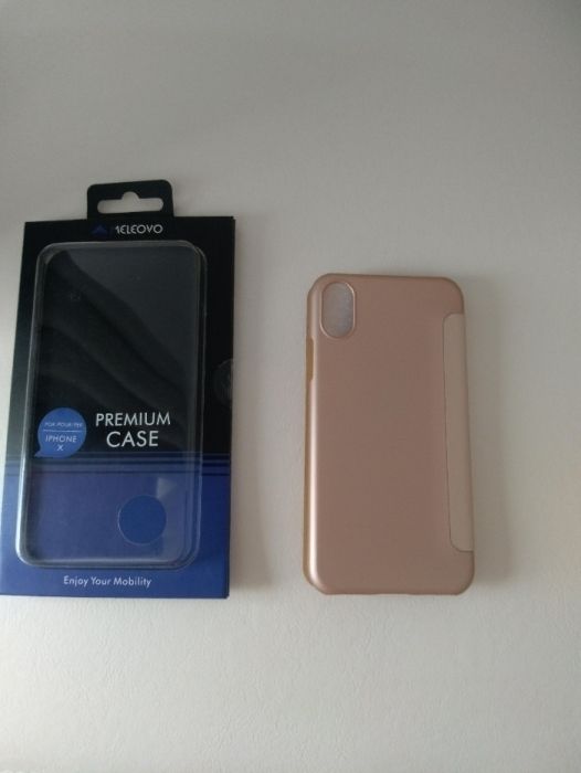 Vand Husa Apple iPhone X, Smart Flip,protectie, Auriu,noua.