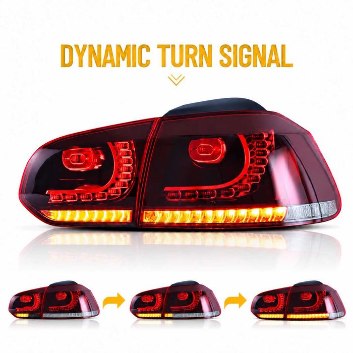 LED стопове GTI R20 за VW Golf 6 2008–2013 с динамични мигачи