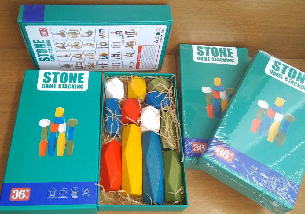 Ново! 12бр. големи дървени камъни Монтесори за игра или декорация