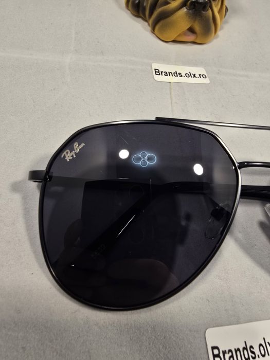 Promotie - Ochelari de soare Ray-Ban Aviator, lentile negre polarizate antireflex, rama neagra pilot shaped