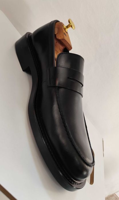 Pantofi loafer 44 44.5 penny ZARA NOI piele naturala negru