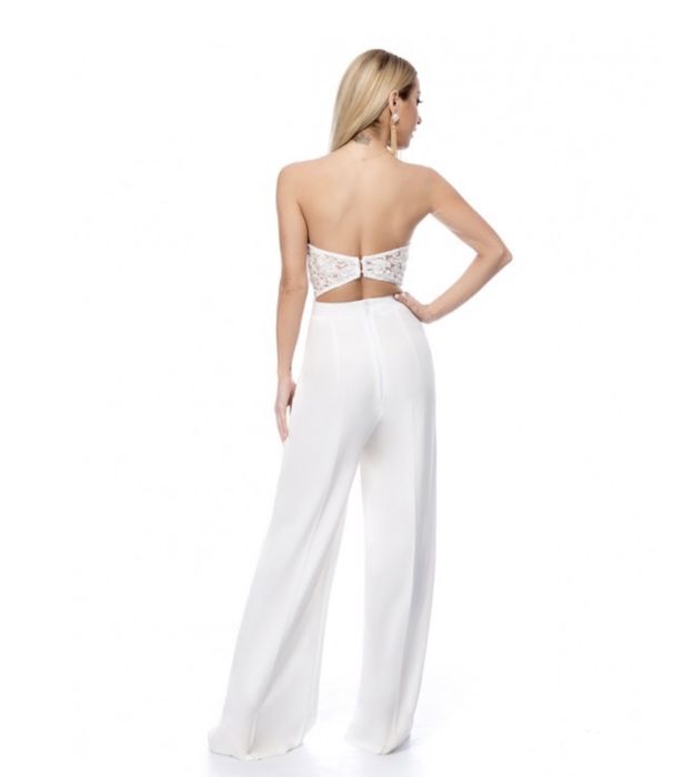 Salopeta corset dantela si pantaloni evazati BBY