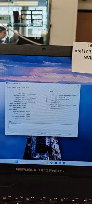 Laptop Asus i7 7700HQ, Nvidia GeForce GTX 1050