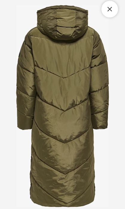 Geacă lungă Only tip palton, nouă, cu etichetă, XS -S, verde măsliniu