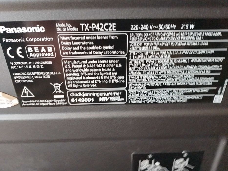 TV Panasonic 42"  "TX-P42C2E" "150€-50%=75€"!+ Безплатна Доставка!
