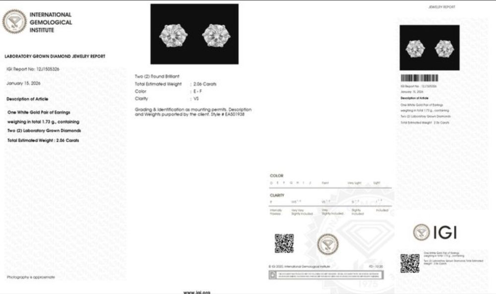 Cercei cu diamant Lab Grow