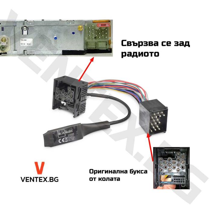 Bluetooth адаптер за стрийминг на музика за BMW заводско радио E36/Z3 C43 CD43 BE2450 BE2455