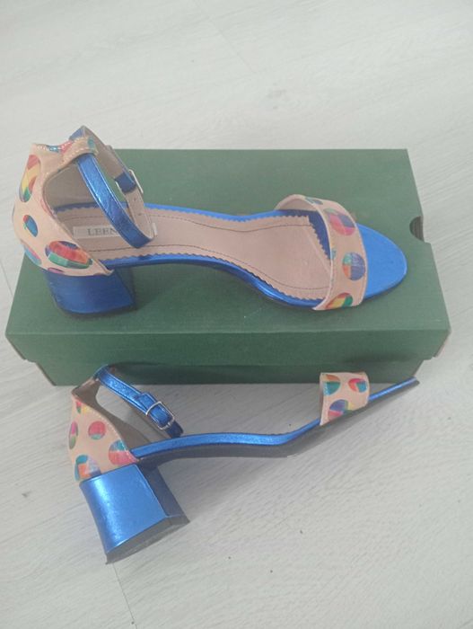 Sandale albastre dama,piele naturală,lucrate pe comandă,Nr 38