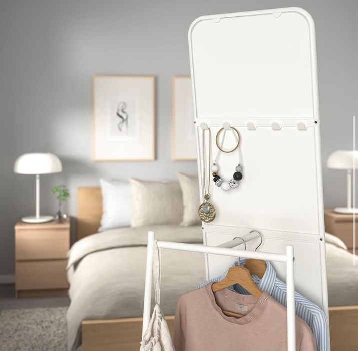 Oglinda cu support alb 48x169 cm