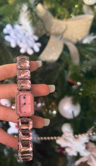 Ceas swarovsky roz pudrat