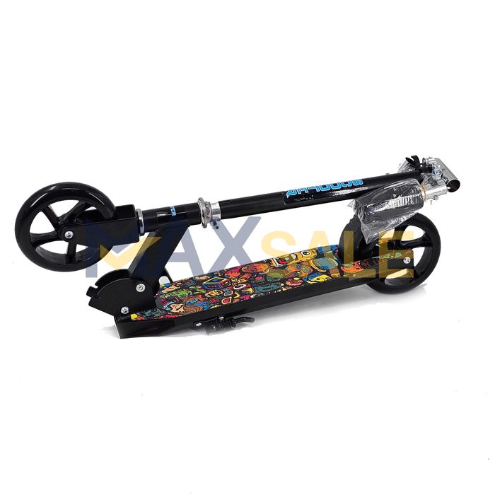 Детска тротинетка сгъваема скутер scooter черна многоцветна триколка