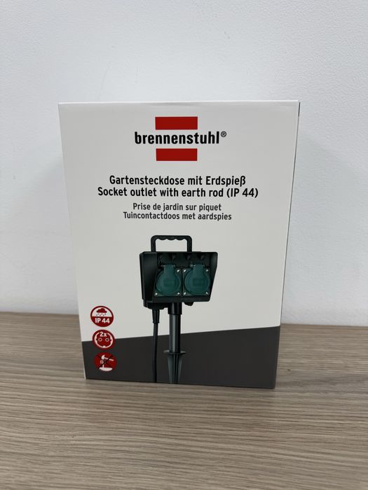 Priză de grădină Brennenstuhl cu țăruș, 2 prize, IP44