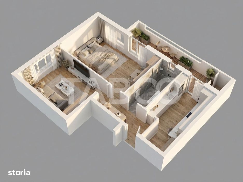 Apartament de vanzare 2 camere 41mp de gradina Doamna Stanca
