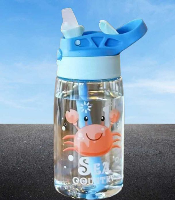 Детска бутилка за вода със сламка 480мл