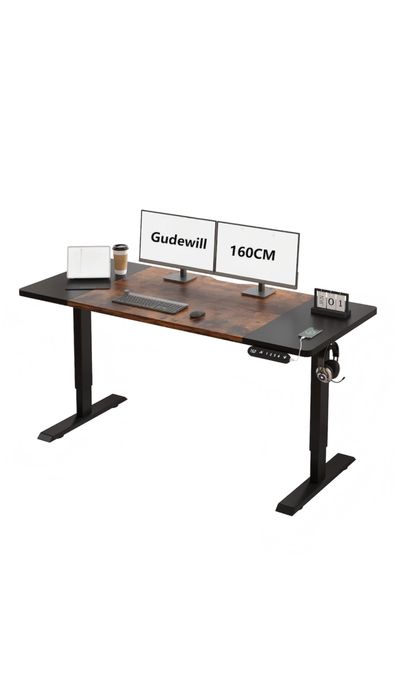 Birou reglabil electric pe inaltime 160cm latime nou la cutie MDF otel