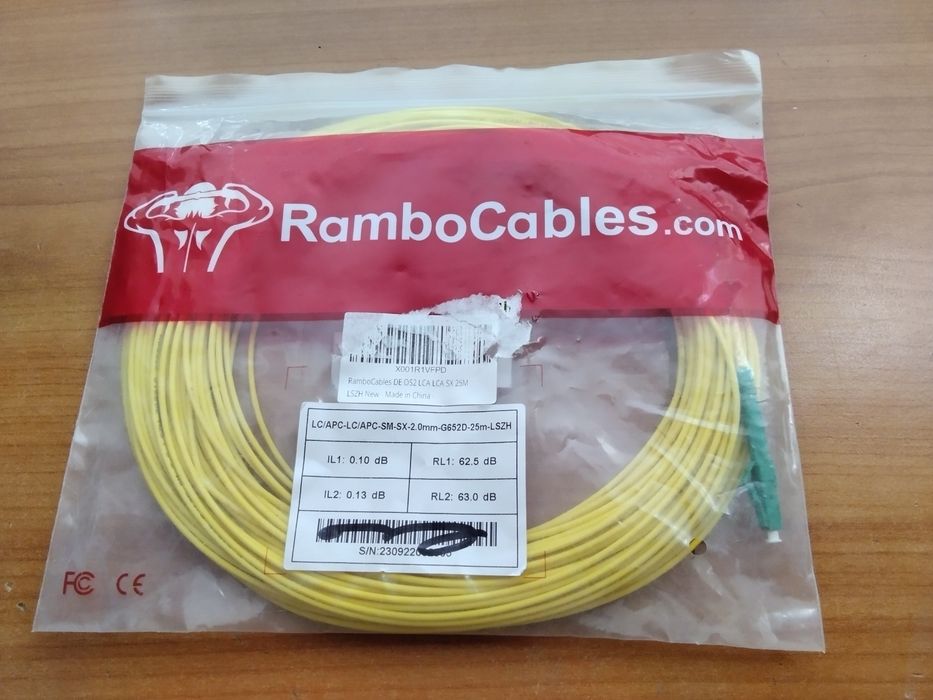 чисто нов 25метра оптичен кабел за оптичен интернет и оптичен рутер