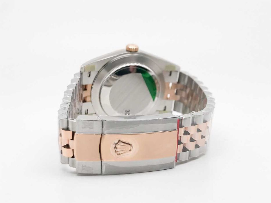 Rolex Datejust 41mm Rose Gold Smooth Bezel Grey Roman Dial Jubilee — реални снимки