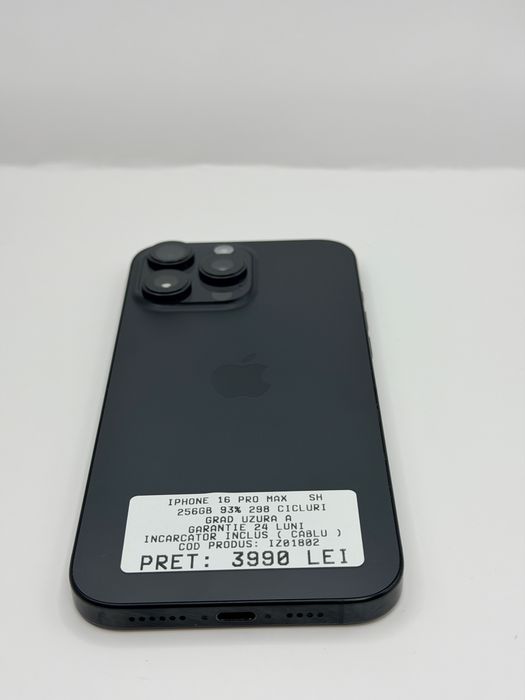 Iphone 16 Pro Max 256GB 93% Garantie Rate BuyBack - zonemag.ro